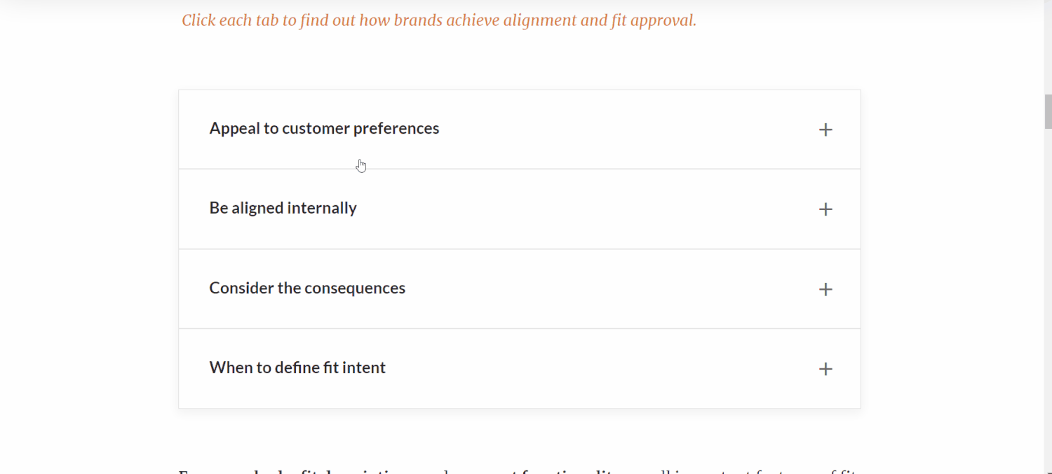 An interaction to find out how brands achieve alignment and fit approval